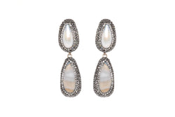 Turkish Silver Pearl Dangle Earrings - South Asian Jewelry - Gemstones