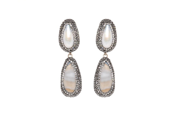 Turkish Silver Pearl Dangle Earrings - South Asian Jewelry - Gemstones
