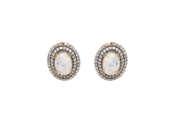 White & Clear Stone Turkish Silver Earrings - South Asian Fashion & Jewelry
