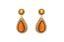 Turkish Silver & Orange Earrings - South Asian Gemstone Jewelry