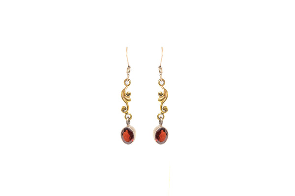 Ruby Red & Gold Dainty Dangle Earrings - South Asian Jewelry