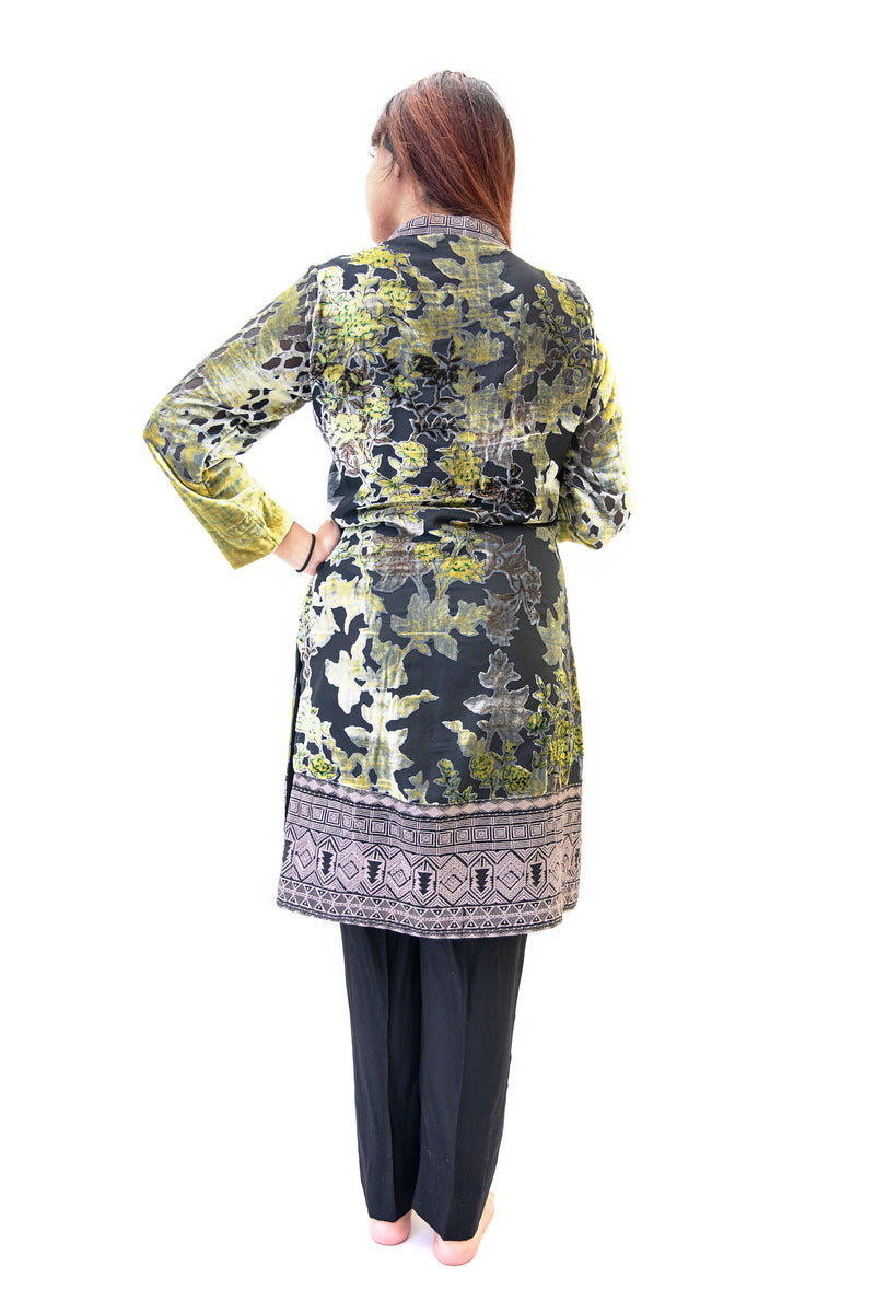 Black & Yellow Velvet Salwar Kameez - Gal Ahmed Designer Suit