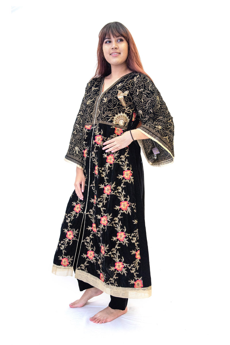 Black Embroidered Velvet Salwar Kameez Suit