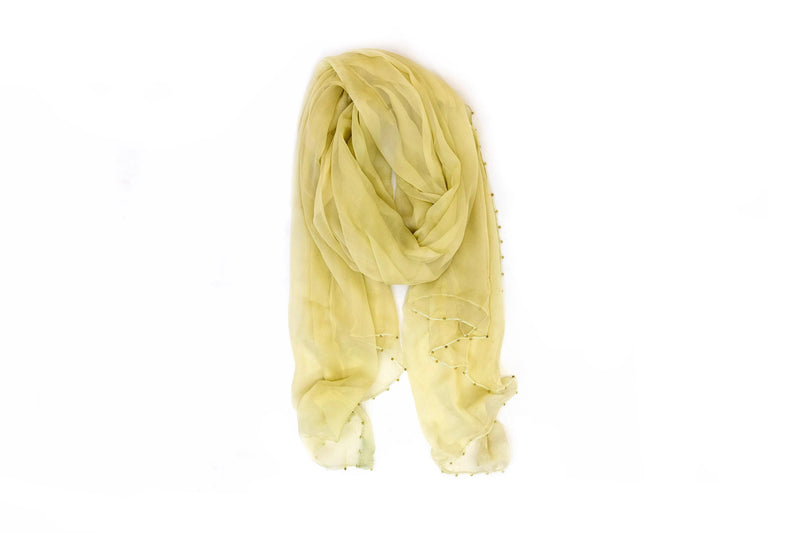 Creme Chiffon Dupatta - Scarf - South Asian Fashion & Accessories