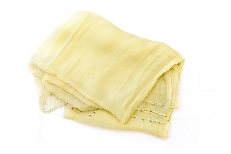 Creme Chiffon Dupatta - Scarf - South Asian Fashion & Accessories