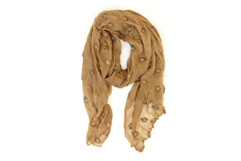 Brown Chiffon Dupatta - Scarf - South Asian Accessories & Outerwear