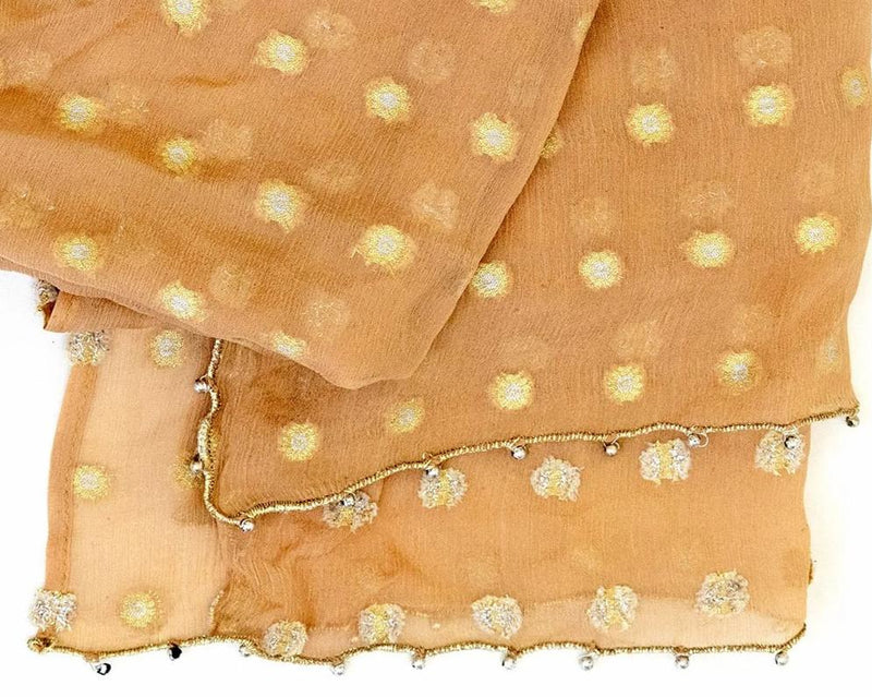 Brown Chiffon Dupatta - Scarf- South Asian Accessories & Outerwear