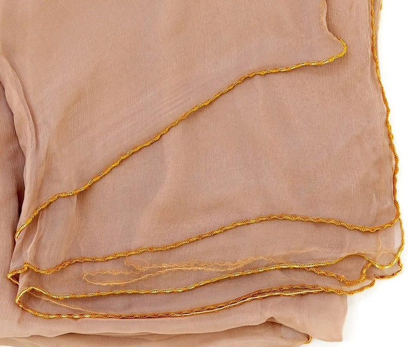 Beige & Gold Chiffon Dupatta - Scarf - South Asian Outerwear