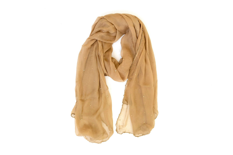 Tan Chiffon Dupatta - Scarf - South Asian Accessories & Outerwear