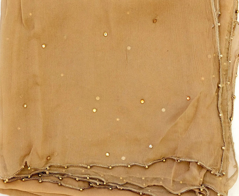 Tan Chiffon Dupatta - Scarf - South Asian Accessories & Outerwear