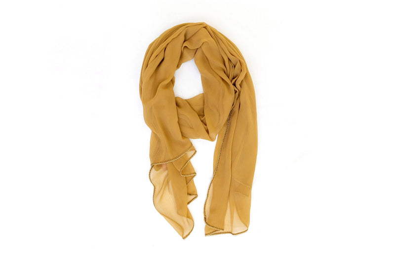 Beige Chiffon Dupatta - Scarf - South Asian Accessories