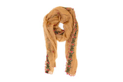 Beige Chiffon Embroidered Dupatta - Scarf - South Asian Accessories