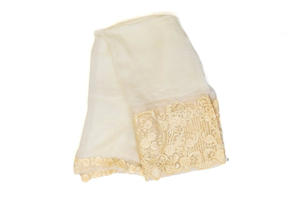 Off-White Chiffon Dupatta Scarf- South Asian Accessories & Outerwear