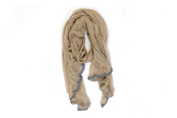 Grey-Brown Chiffon Dupatta -Scarf- South Asian Accessories & Outerwear