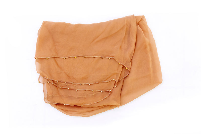 Orange-Brown Chiffon Dupatta - Scarf - South Asian Outerwear