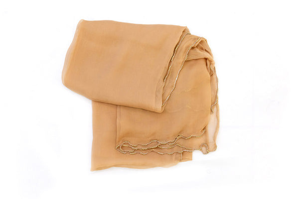 Tan Chiffon Dupatta - Scarf - South Asian Accessories & Outerwear