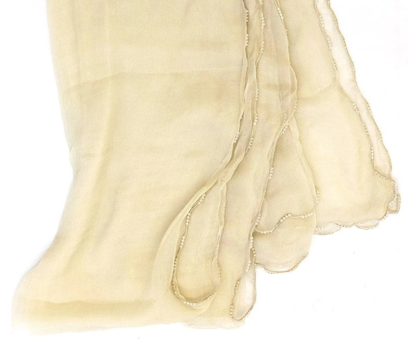 Creme Chiffon Dupatta - Scarf - South Asian Accessories