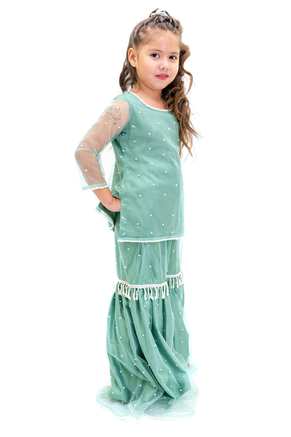 Teal Blue Silk Salwar Kameez girls suit- Trendz & Traditionz Boutique