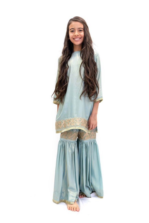 Baby Blue Salwar Kameez - Girls South Asian Formal Wear