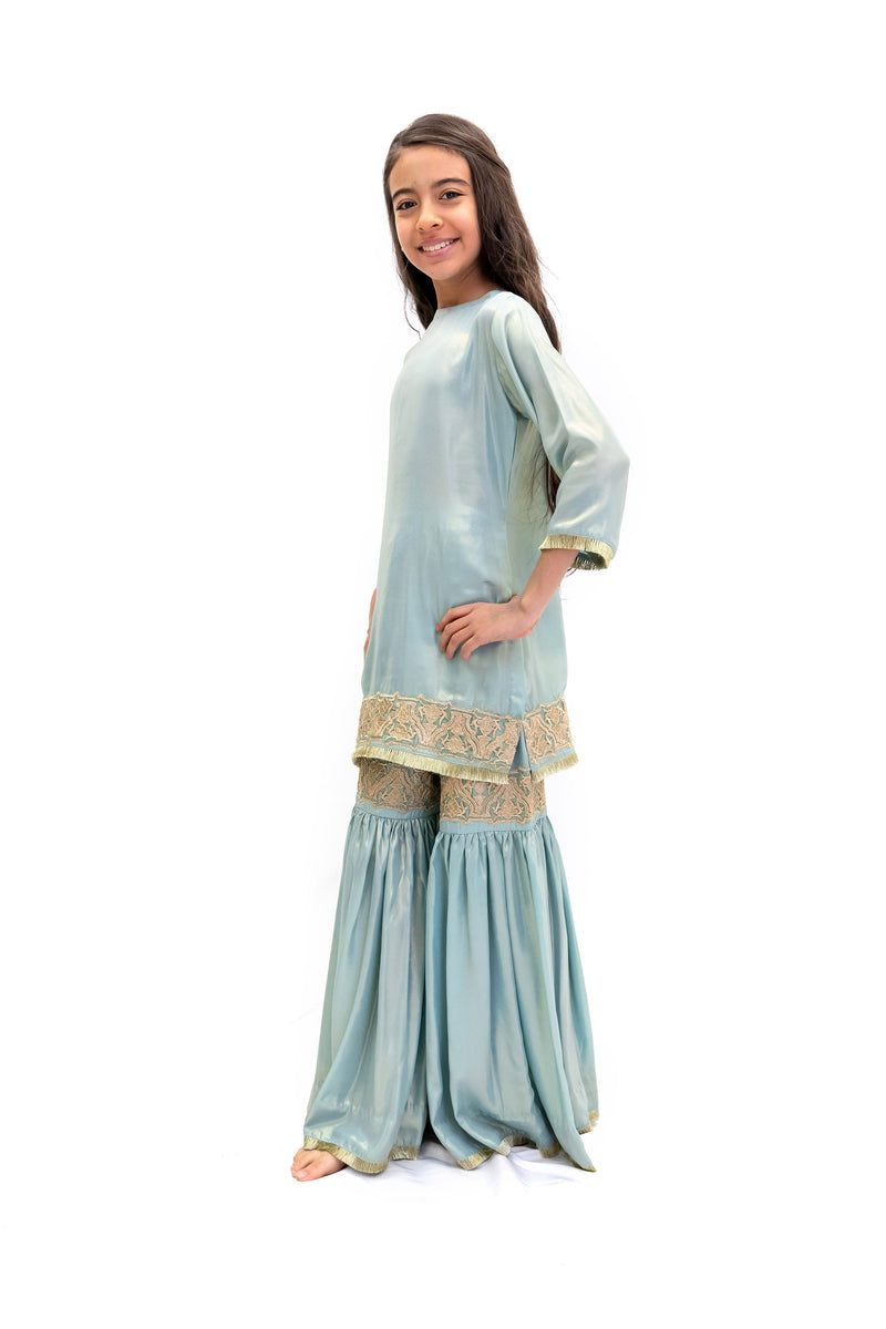 Baby Blue Salwar Kameez - Girls South Asian Formal Wear