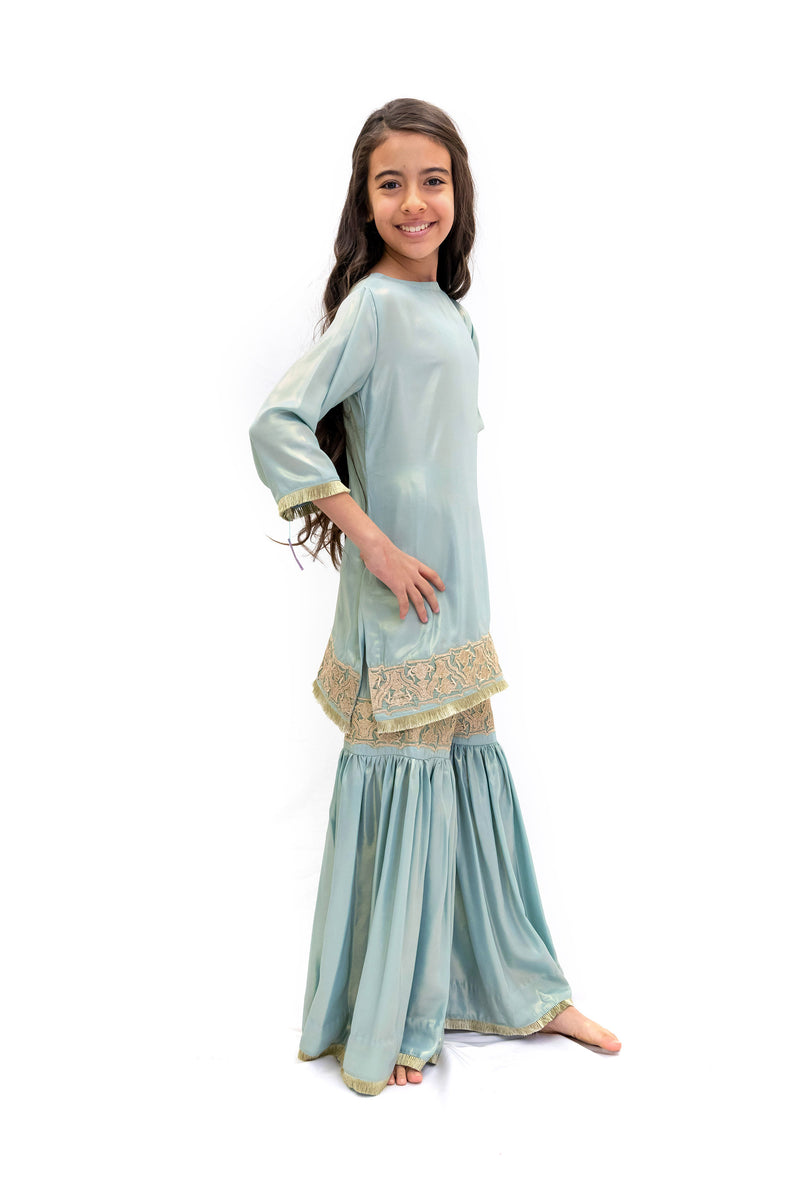 Baby Blue Salwar Kameez - Girls South Asian Formal Wear