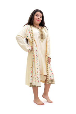 Creme Linen Kameez - Shirt - Women's South Asian Fashion