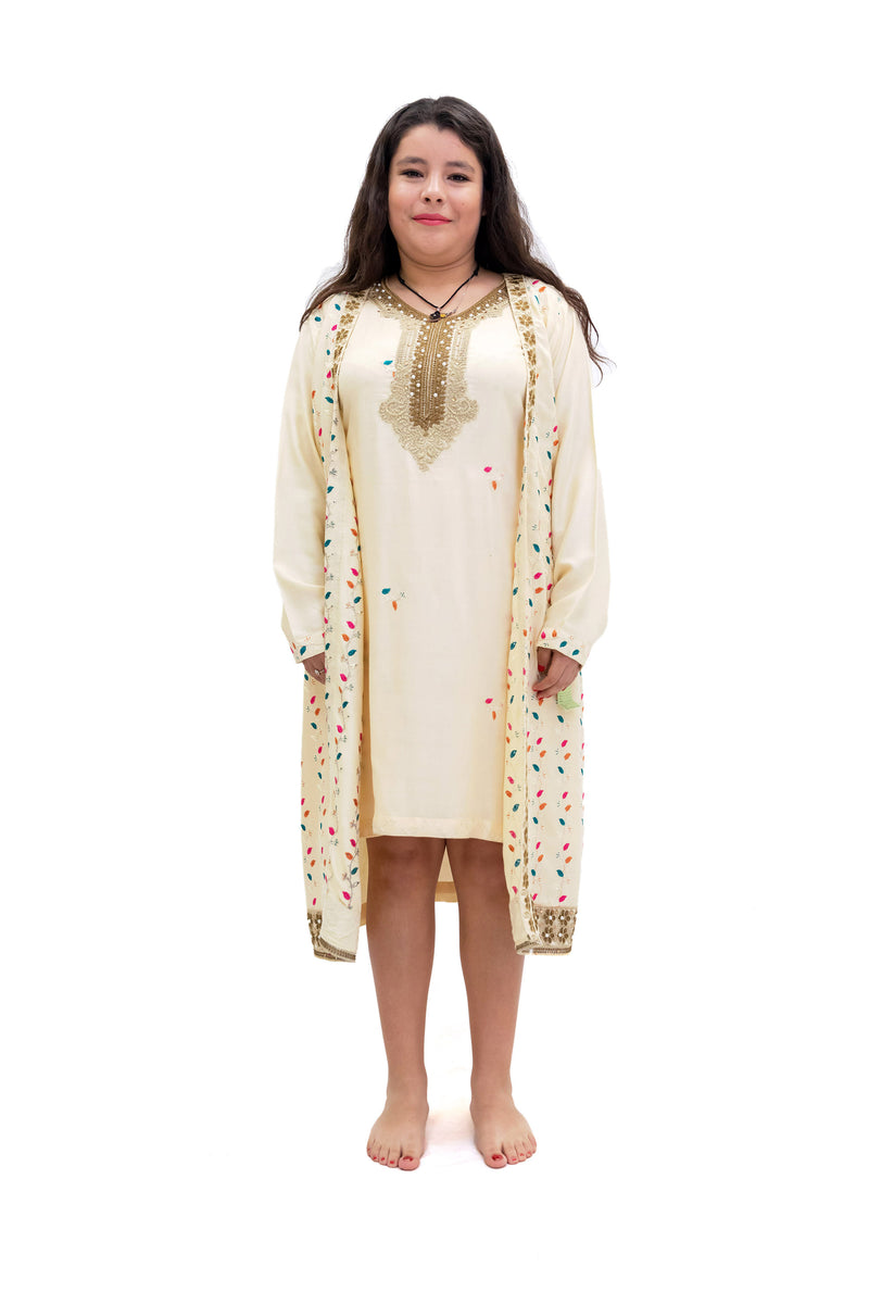 Creme Linen Kameez - Shirt - Women's South Asian Fashion