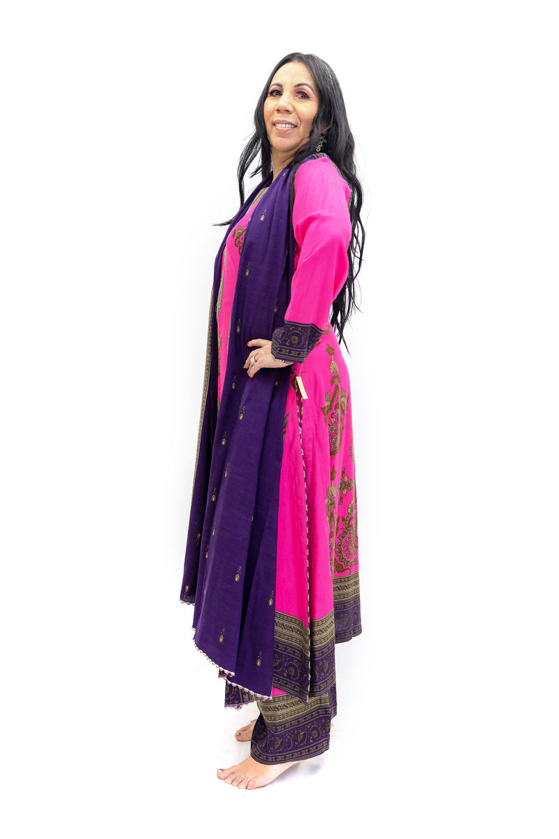 Magenta Cotton Salwar Kameez - Nishaat Linen - South Asian Fashion