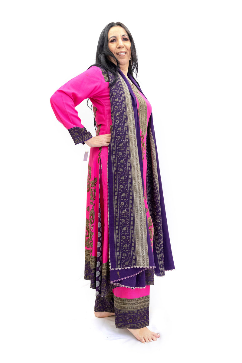 Magenta Cotton Salwar Kameez - Nishaat Linen - South Asian Fashion