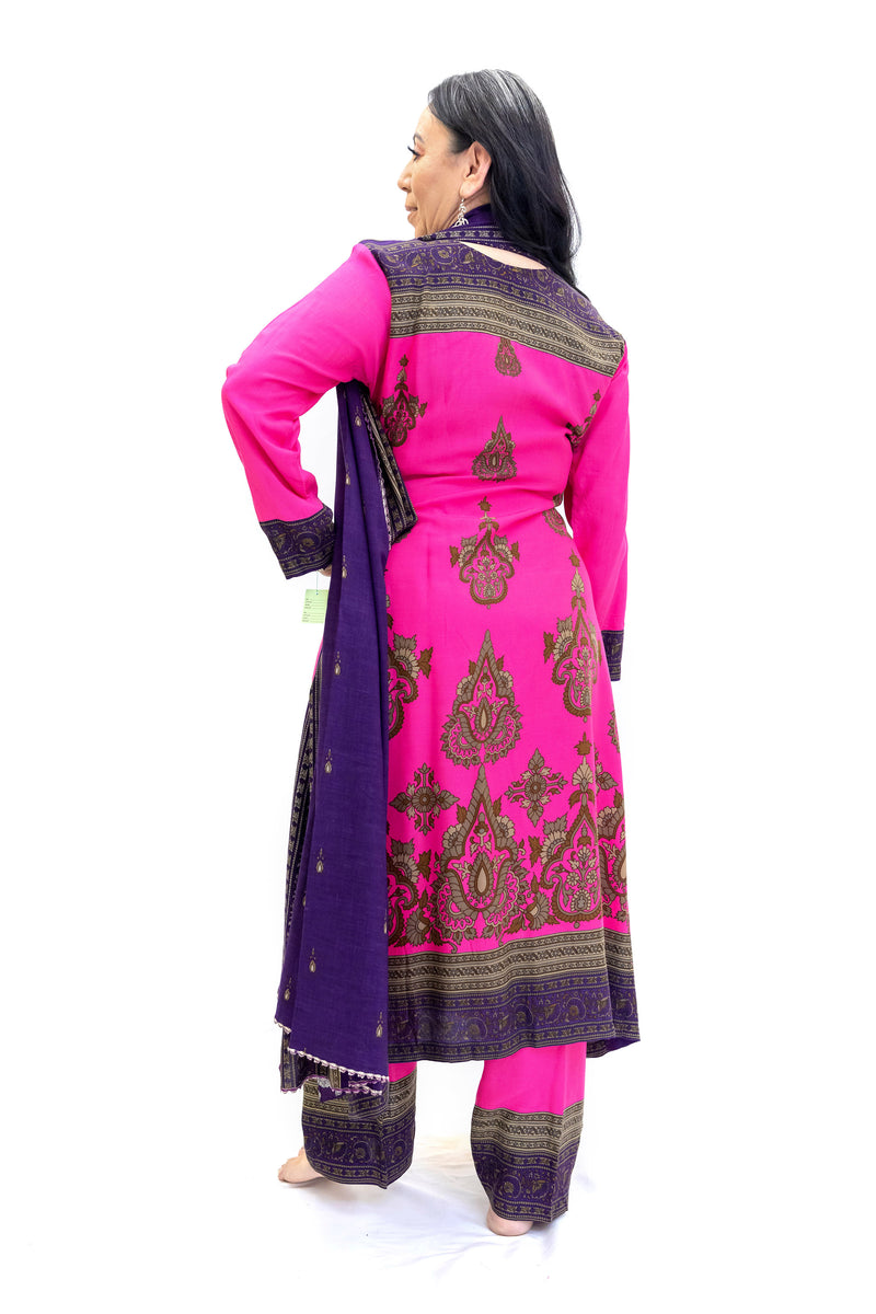 Magenta Cotton Salwar Kameez - Nishaat Linen - South Asian Fashion