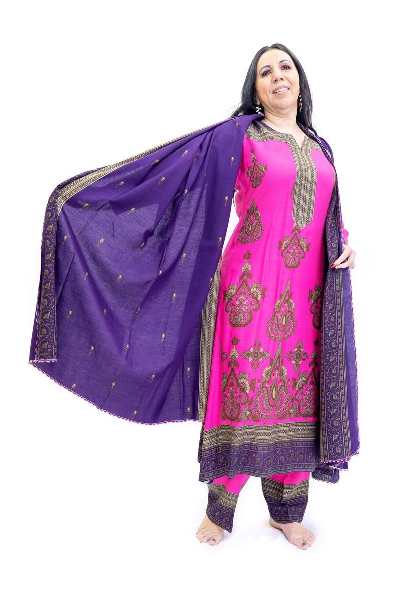 Magenta Cotton Salwar Kameez - Nishaat Linen - South Asian Fashion