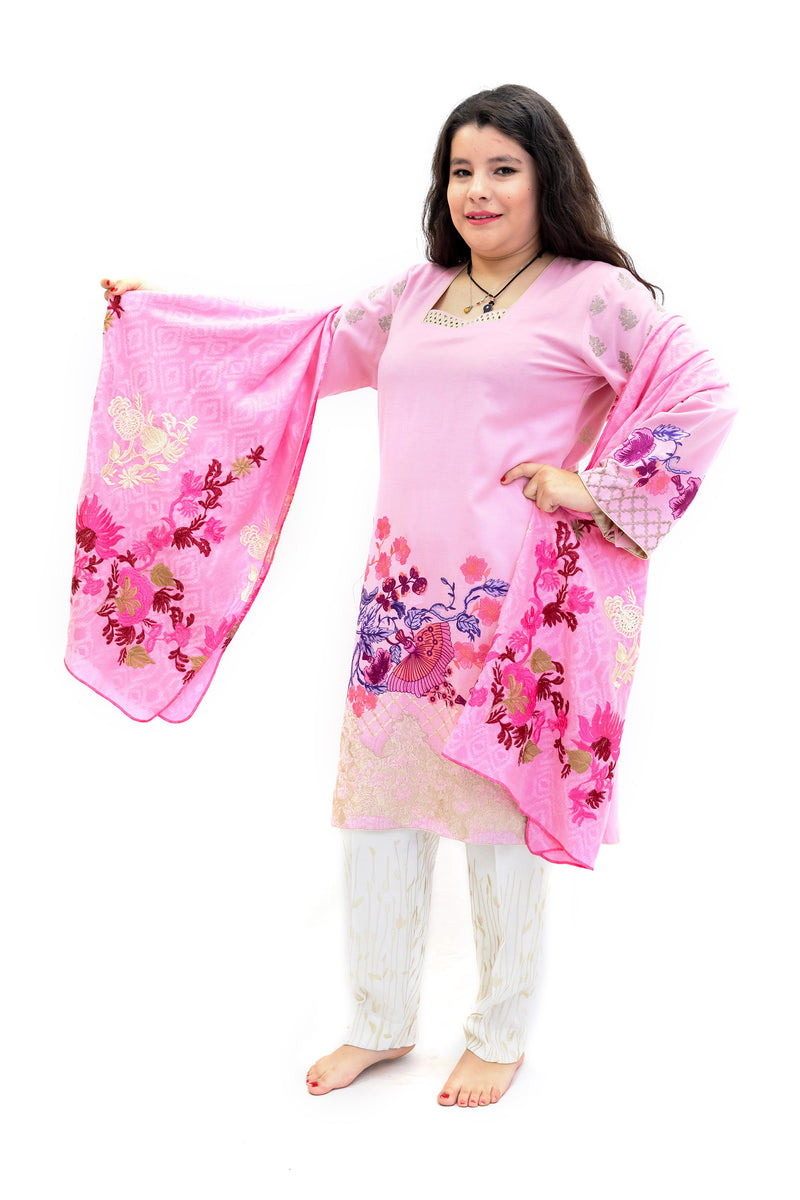 Pink Cotton Embroidered Salawar Kameez - Suit - South Asian Fashion