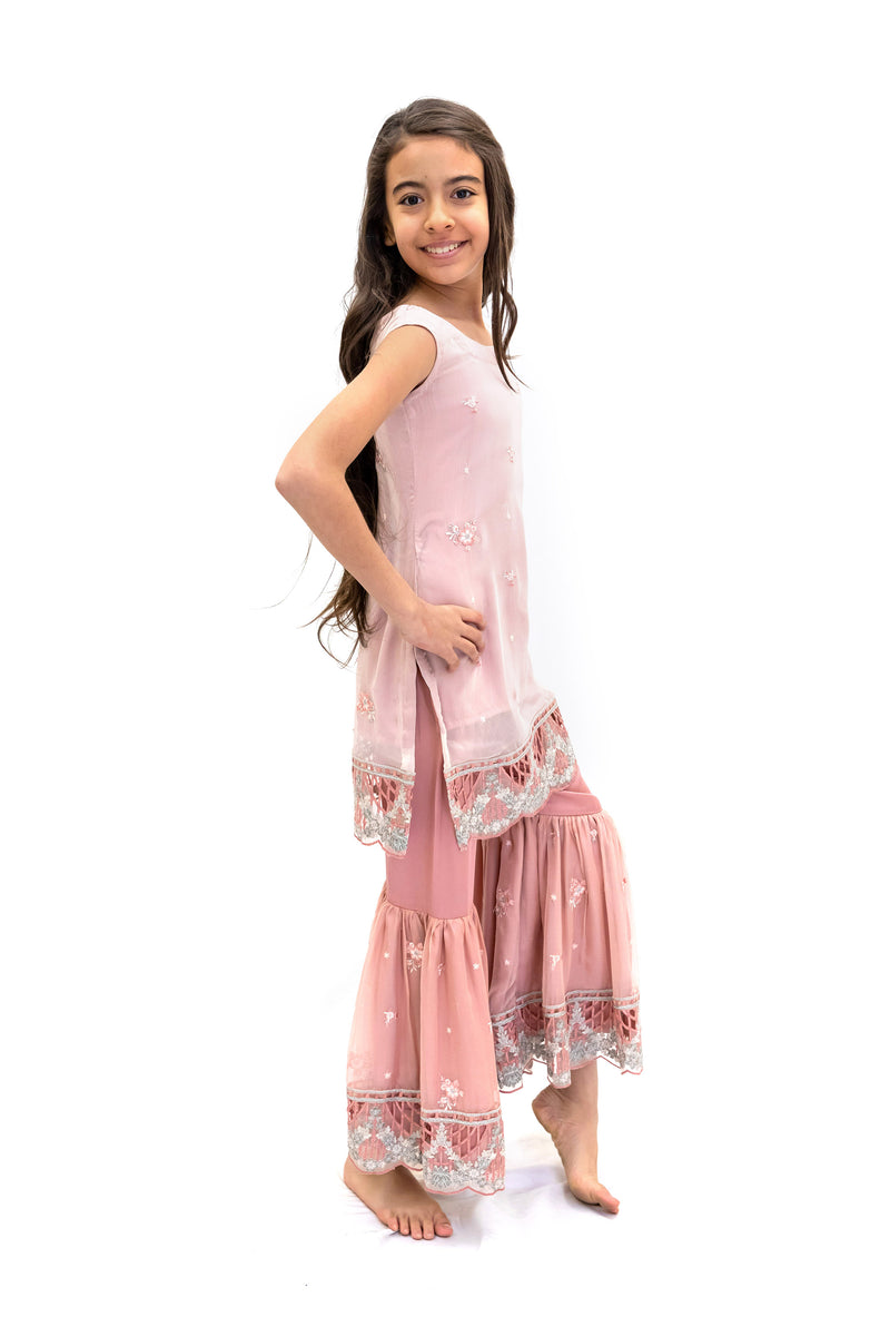 Pink Girls Net Salwar Kameez -Suit