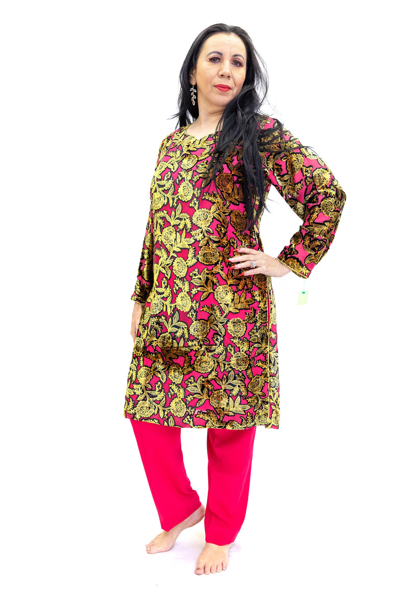 Pink Velvet Salwar Kameez - Suit - South Asian Fashion