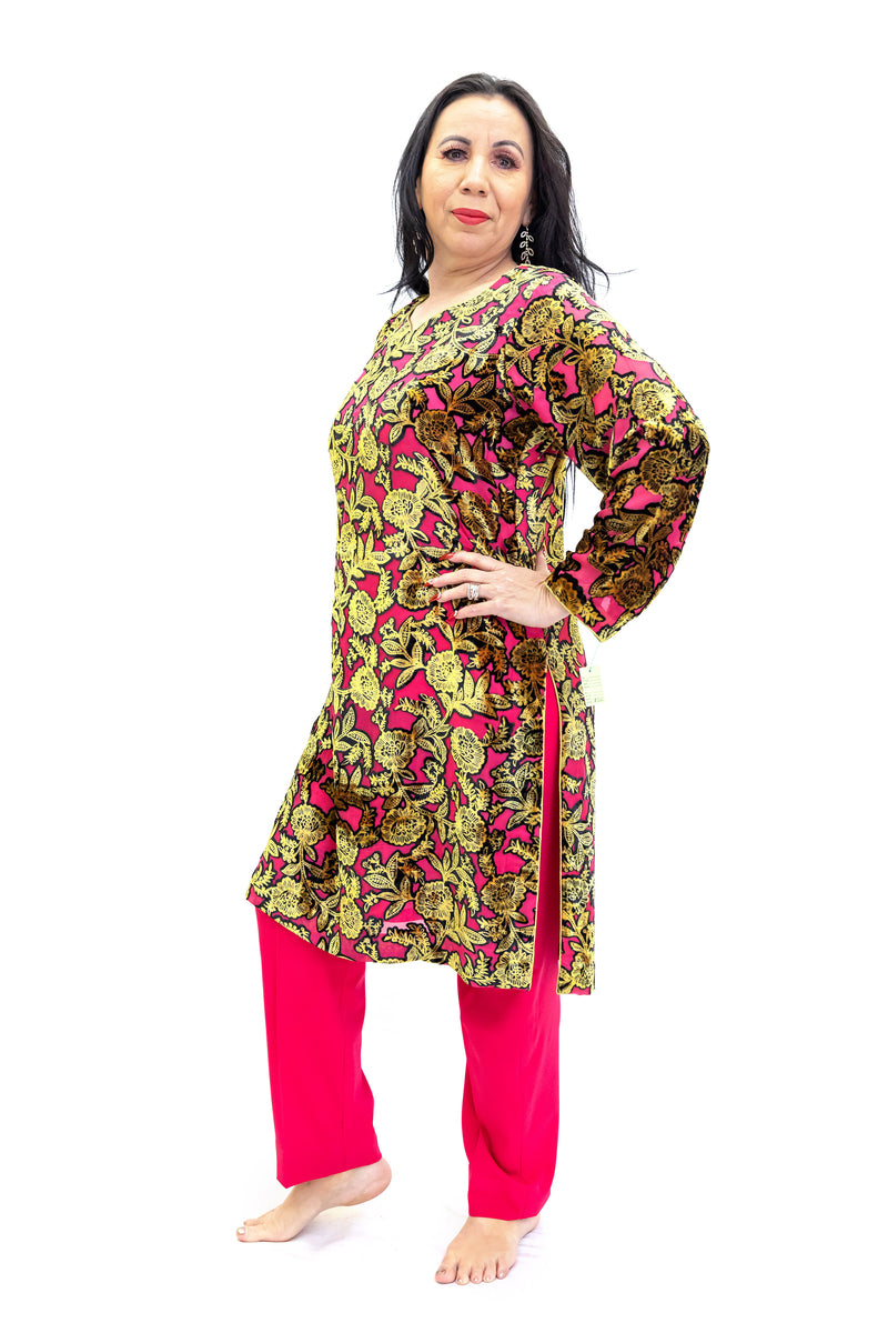 Pink Velvet Salwar Kameez - Suit - South Asian Fashion
