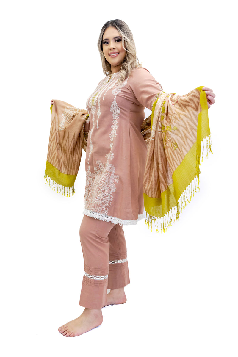 Mauve Pink Cotton Salwar Kameez - Suit - South Asian Fashion