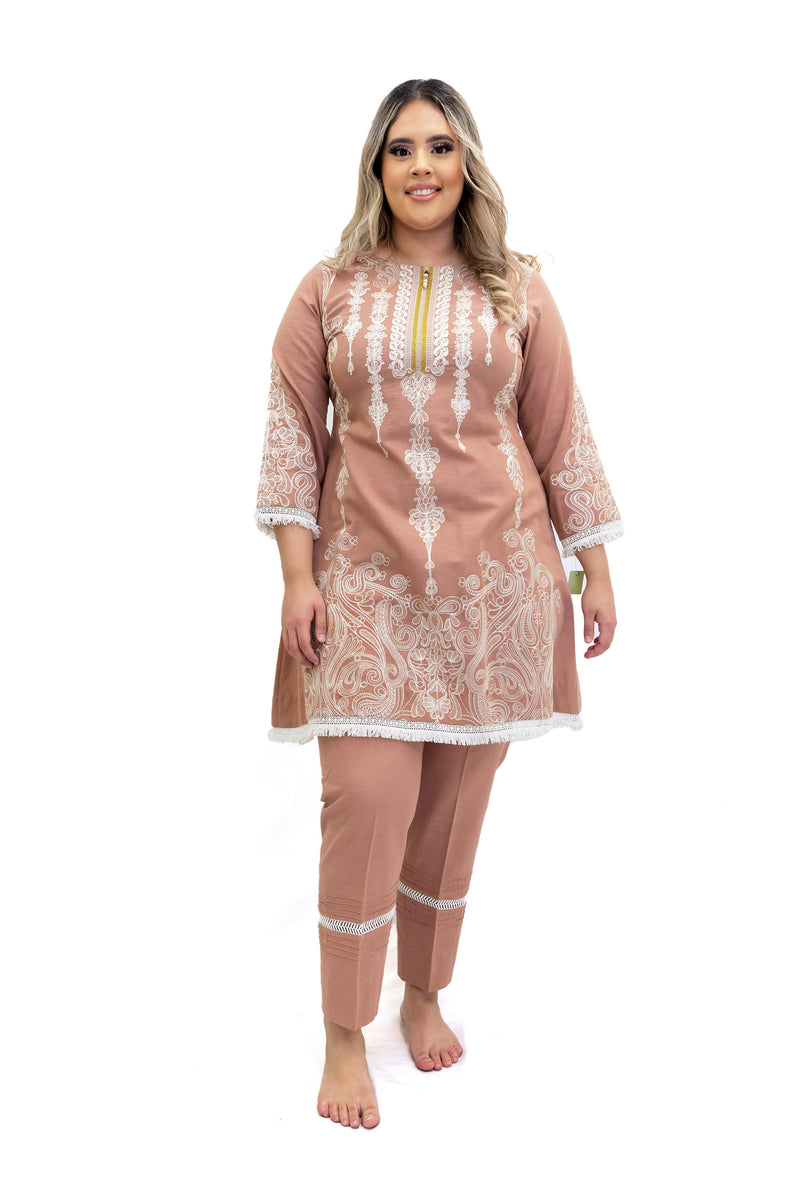 Mauve Pink Cotton Salwar Kameez - Suit - South Asian Fashion