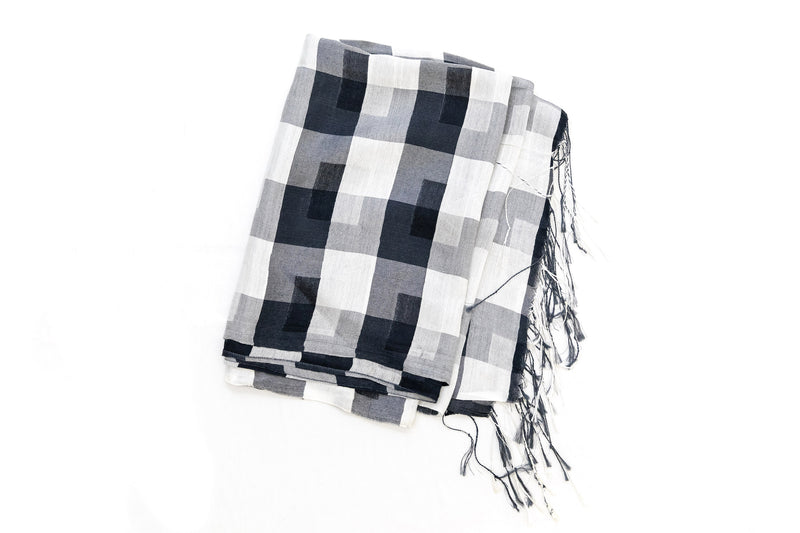 Black & White Cotton - Shawl - South Asian Accessories & Outerwear