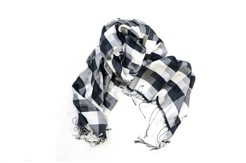 Black & White Cotton - Shawl - South Asian Accessories & Outerwear