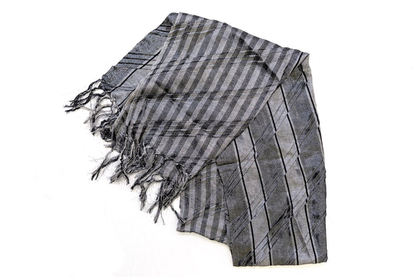 Grey Stripped Chiffon Dupatta - South Asian Accessories & Outerwear