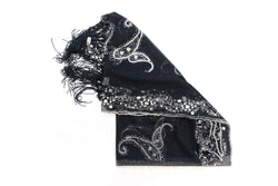 Black & White Embroidered Dupatta - Scarf- South Asian Accessories