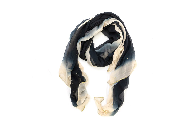 Black Ombre Chiffon Dupatta - Scarf - South Asian Outerwear