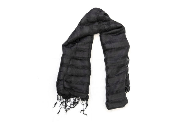 Black Striped Cotton Dupatta - Scarf - South Asian Accessories & Outerwear