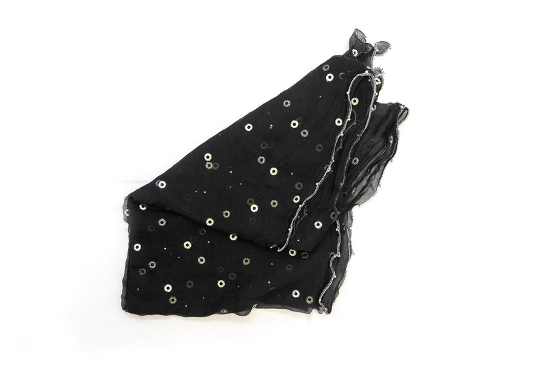 Black & Silver Dupatta - Scarf- South Asian Accessories & Outerwear