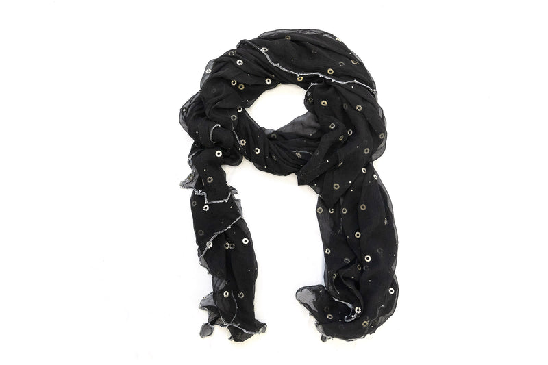 Black & Silver Dupatta - Scarf- South Asian Accessories & Outerwear