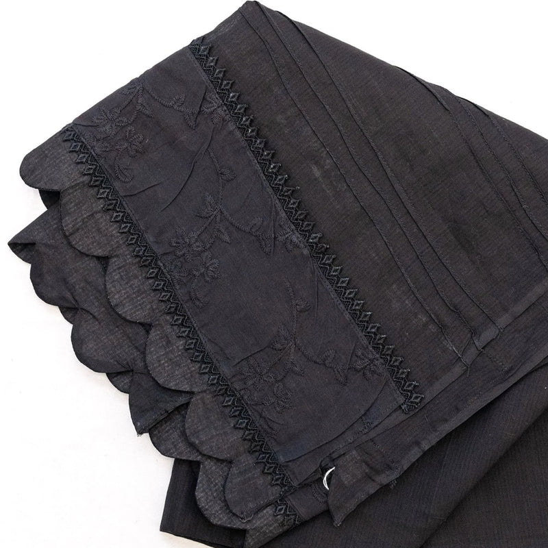 Black Embroidered Chiffon Dupatta - Scarf- South Asian Outerwear