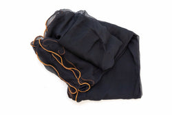 Black Chiffon & Gold Trim Dupatta - Scarf- South Asian Outerwear