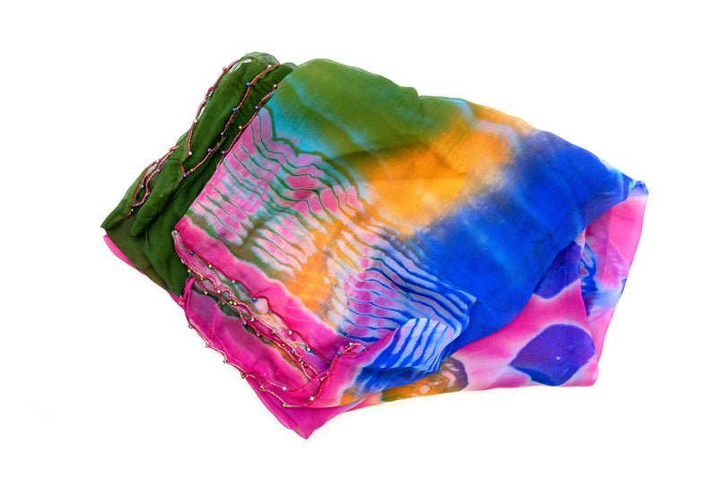Fun and Colorful Chiffon Dupatta - Scarf - South Asian Accessories & Outerwear