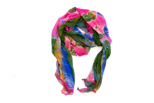 Fun and Colorful Chiffon Dupatta - Scarf - South Asian Accessories & Outerwear