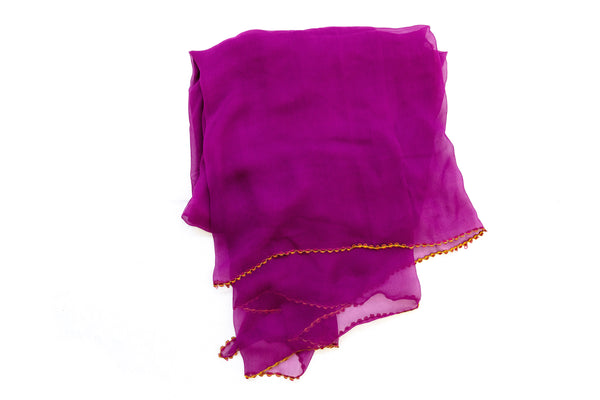 Fuchsia Chiffon Dupatta - Scarf - South Asian Accessories & Outerwear